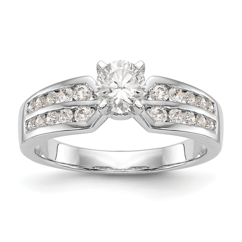 14K White Gold Diamond Peg Set Engagement Ring