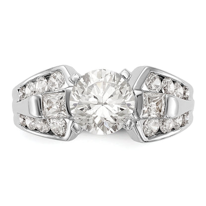 14K White Gold Diamond Peg Set Engagement Ring