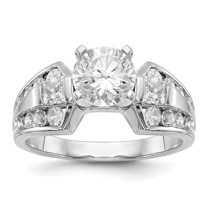 14K White Gold Diamond Peg Set Engagement Ring