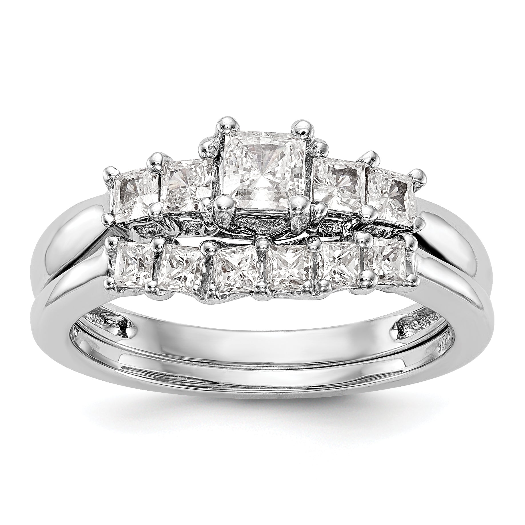 14K White Gold Simulated Diamond Engagement Ring
