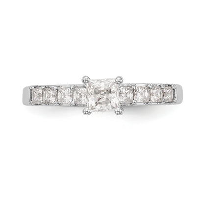 14K White Gold Simulated Diamond Engagement Ring