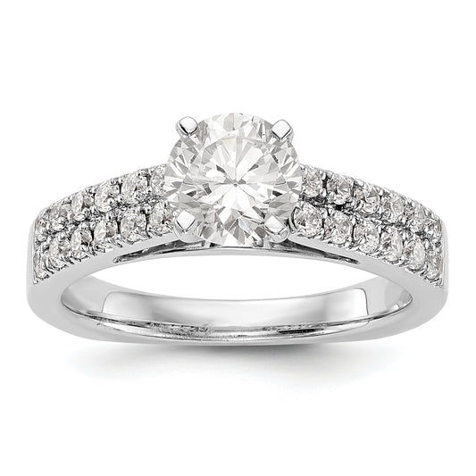 14K White Gold Diamond Peg Set Engagement Ring
