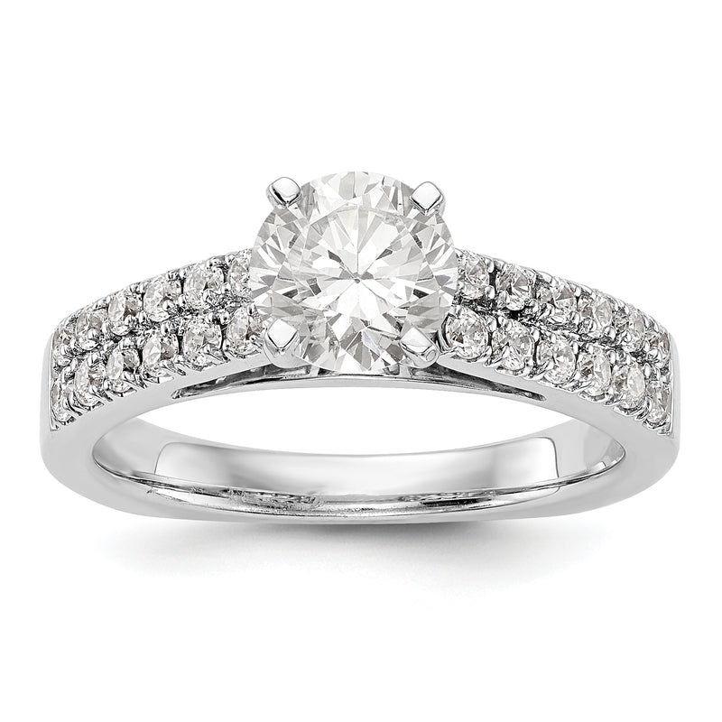 14K White Gold Diamond Peg Set Engagement Ring