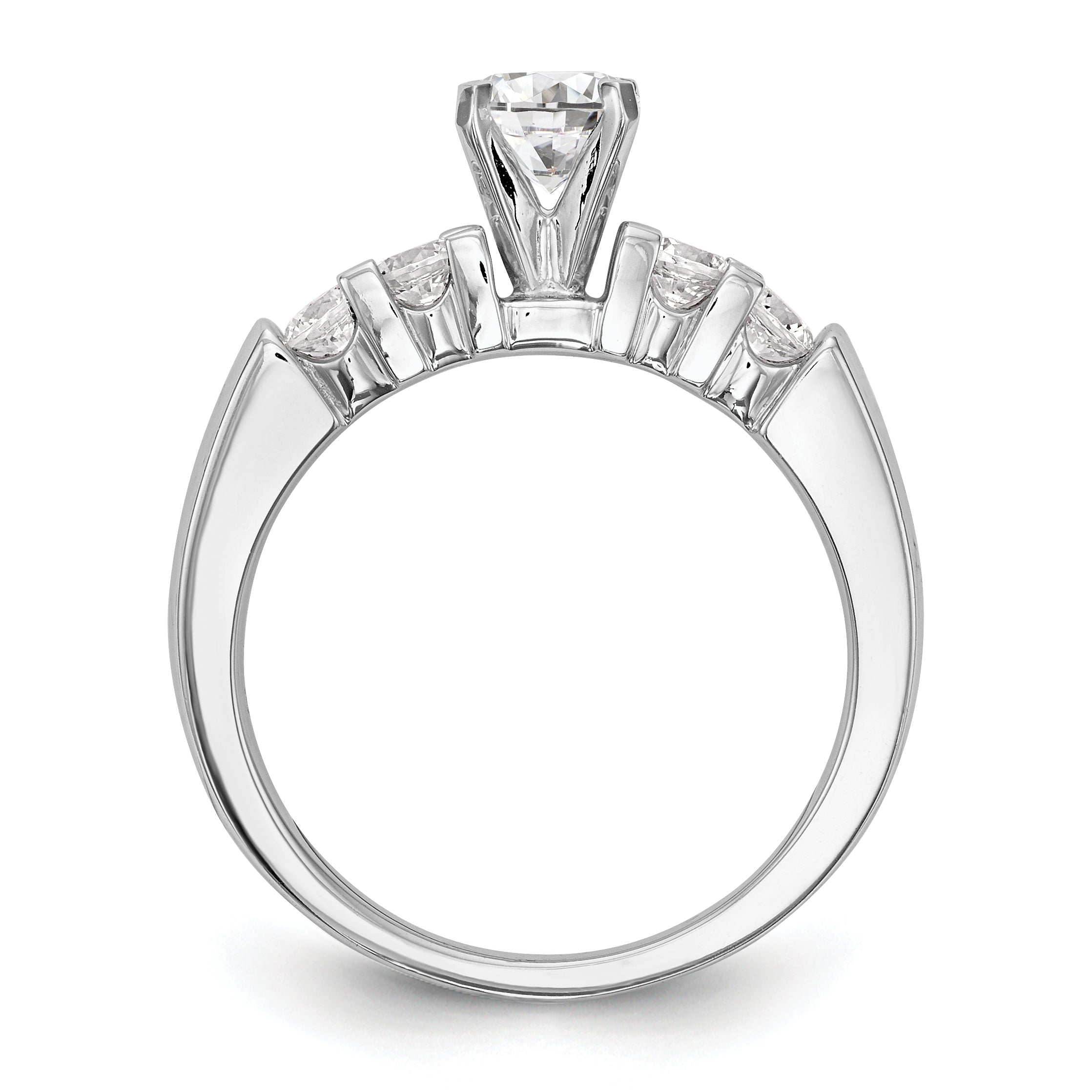 14K White Gold Diamond Peg Set Engagement Ring