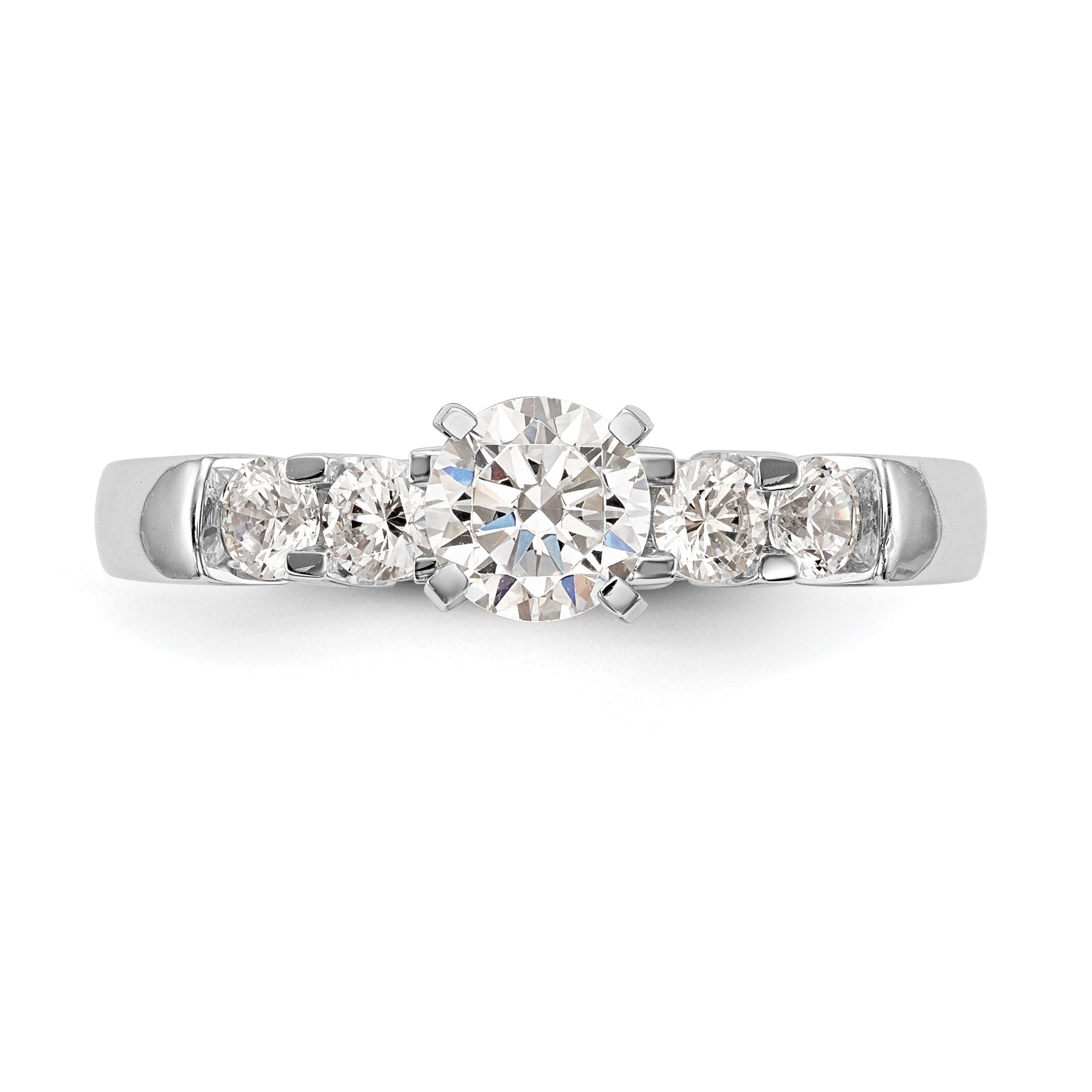 14K White Gold Diamond Peg Set Engagement Ring