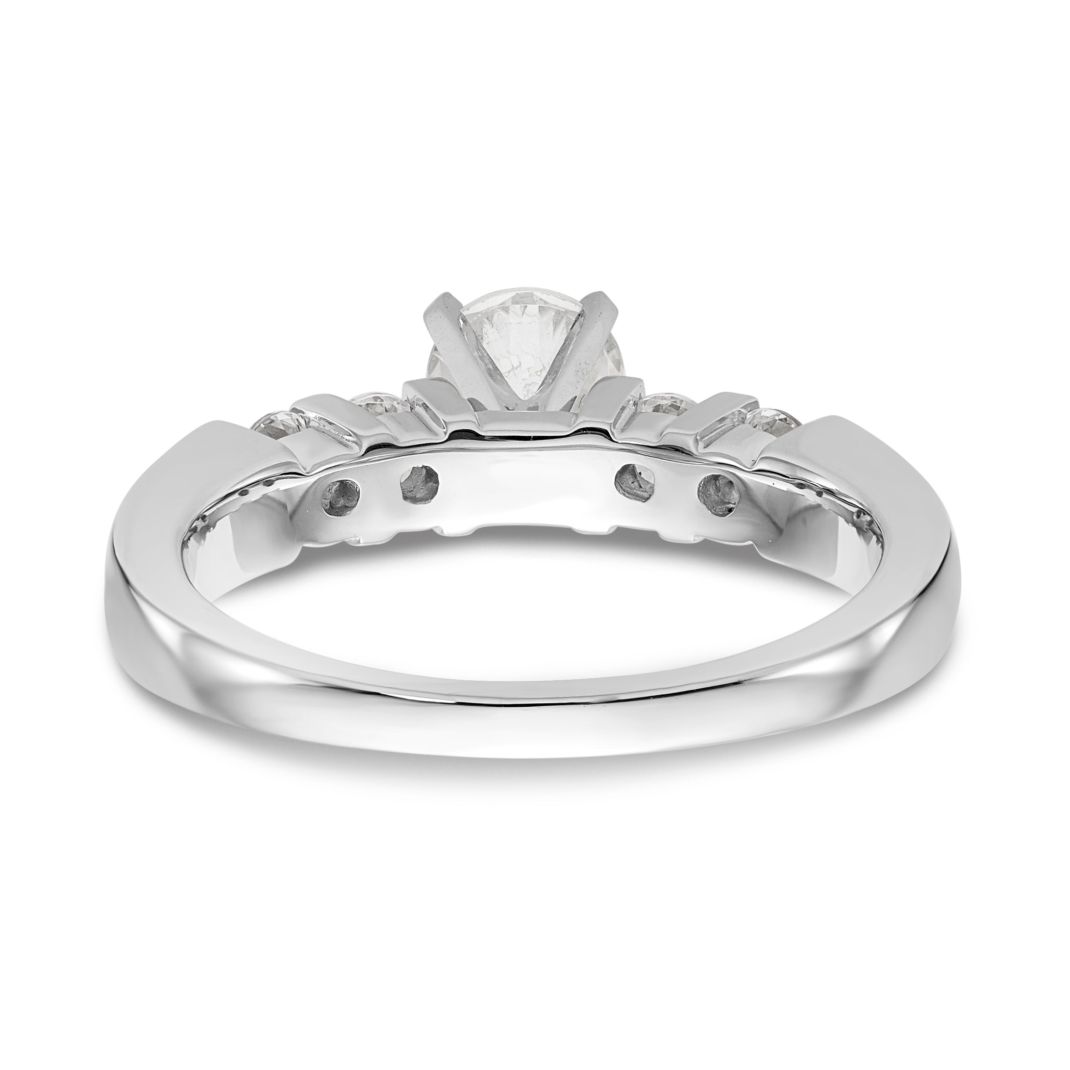 14K White Gold Diamond Peg Set Engagement Ring