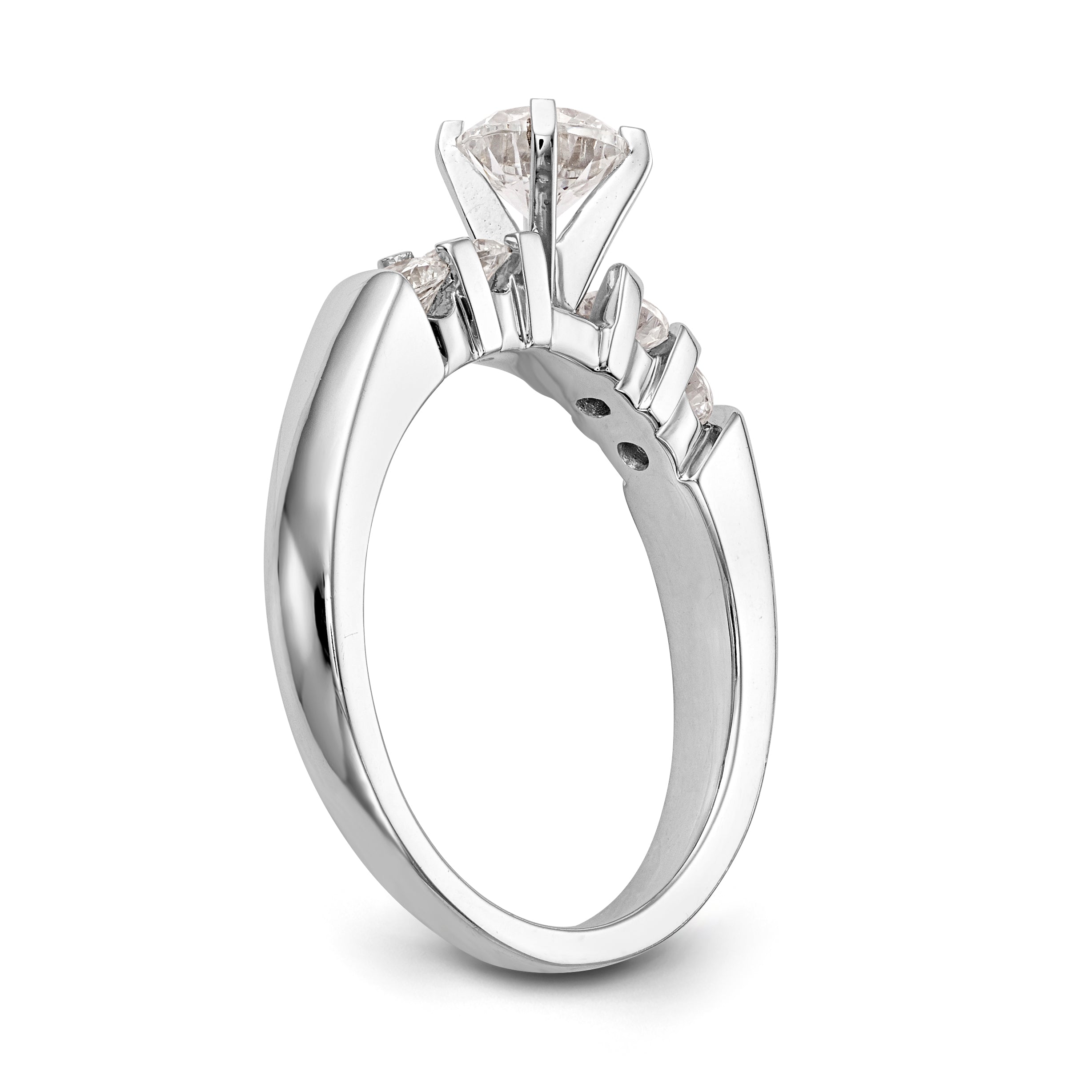 14K White Gold Diamond Peg Set Engagement Ring