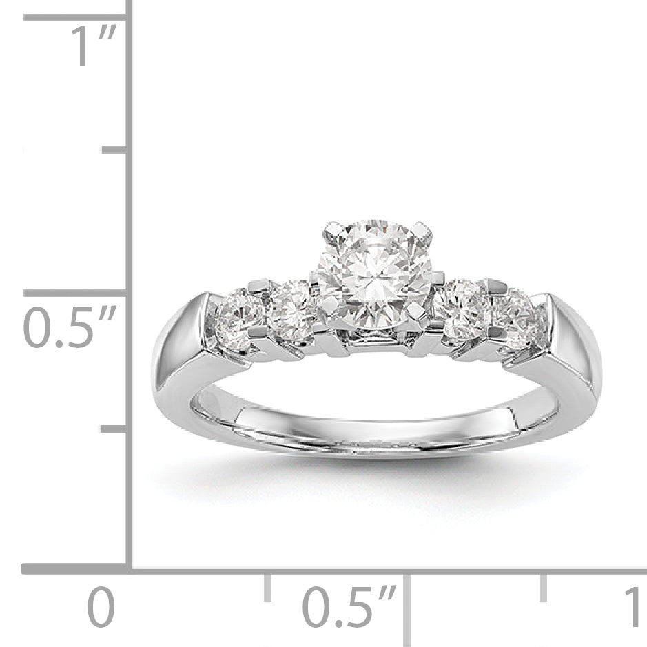 14K White Gold Diamond Peg Set Engagement Ring
