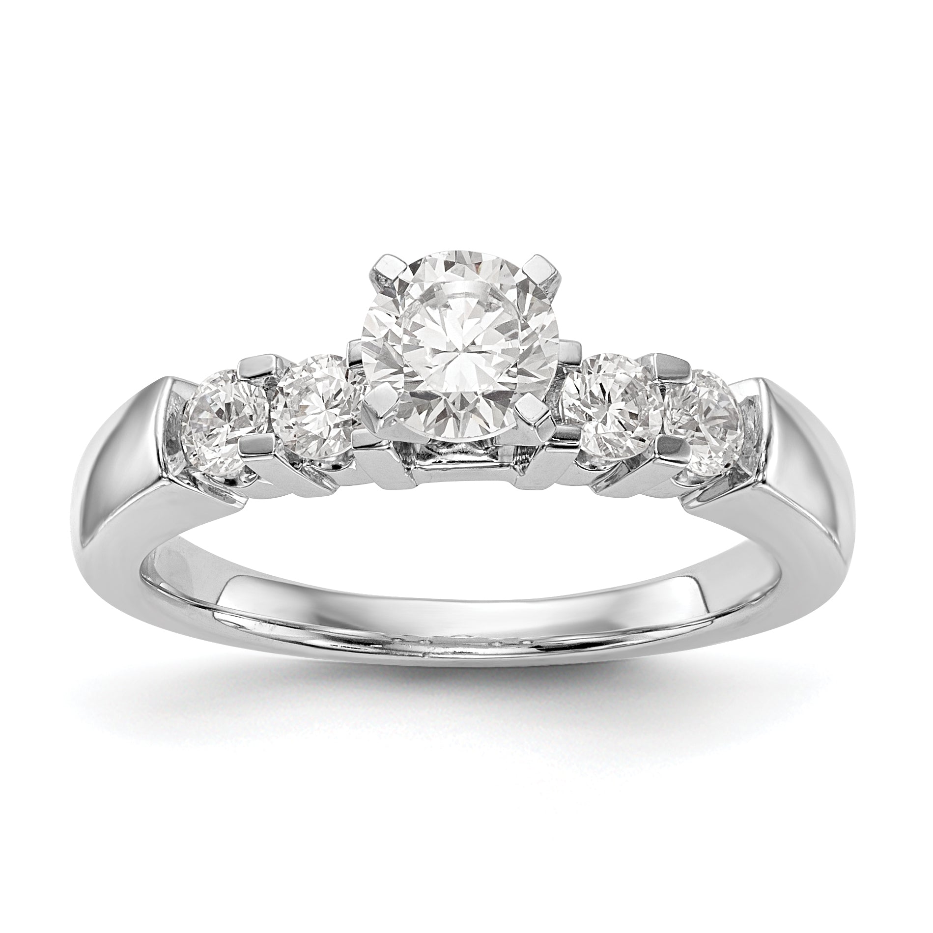 14K White Gold Diamond Peg Set Engagement Ring
