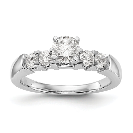 14K White Gold Diamond Peg Set Engagement Ring