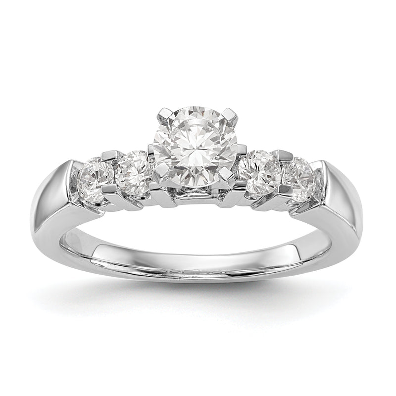 14K White Gold Diamond Peg Set Engagement Ring