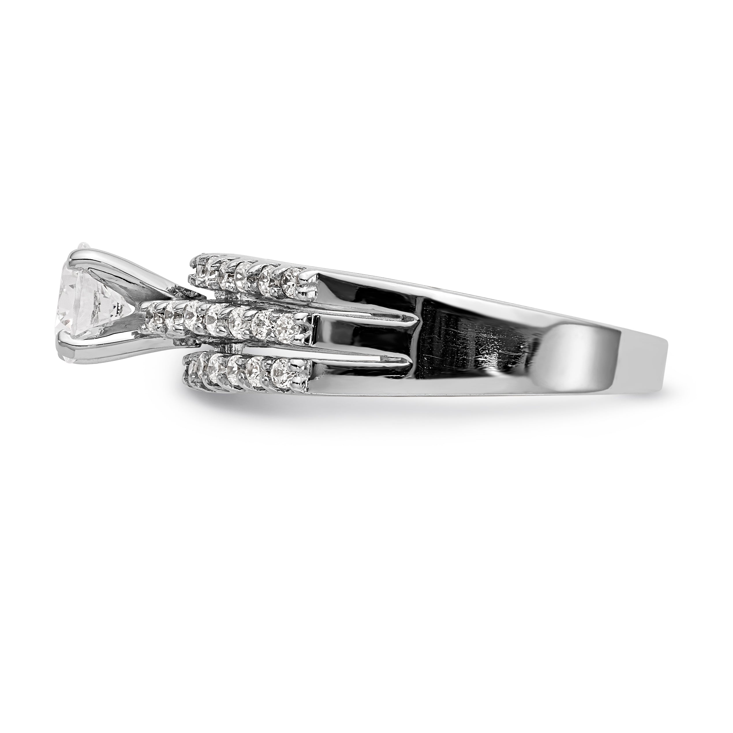 14K White Gold Diamond Peg Set Engagement Ring