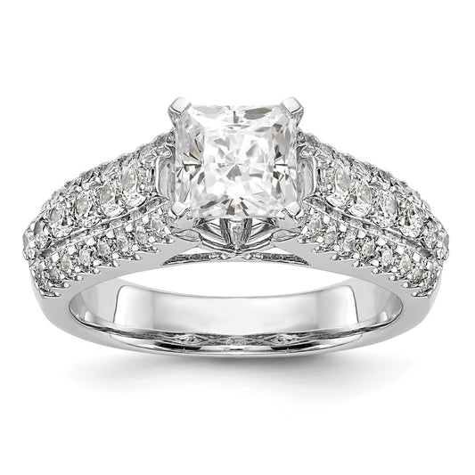 14K White Gold Diamond Peg Set CZ Engagement Ring