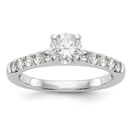 14K White Gold Diamond Peg Set CZ Engagement Ring