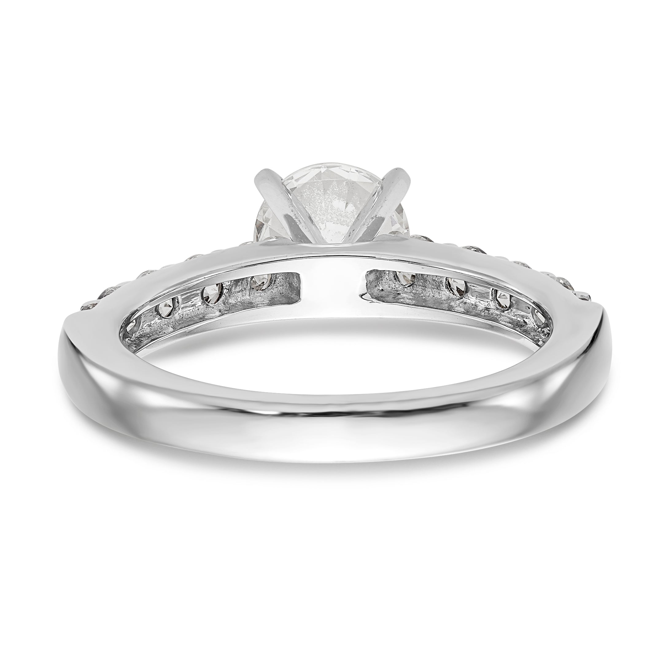 14K White Gold Diamond Peg Set CZ Engagement Ring
