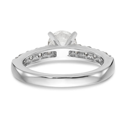 14K White Gold Diamond Peg Set CZ Engagement Ring