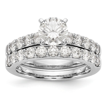 14K White Gold Diamond Peg Set CZ Engagement Ring