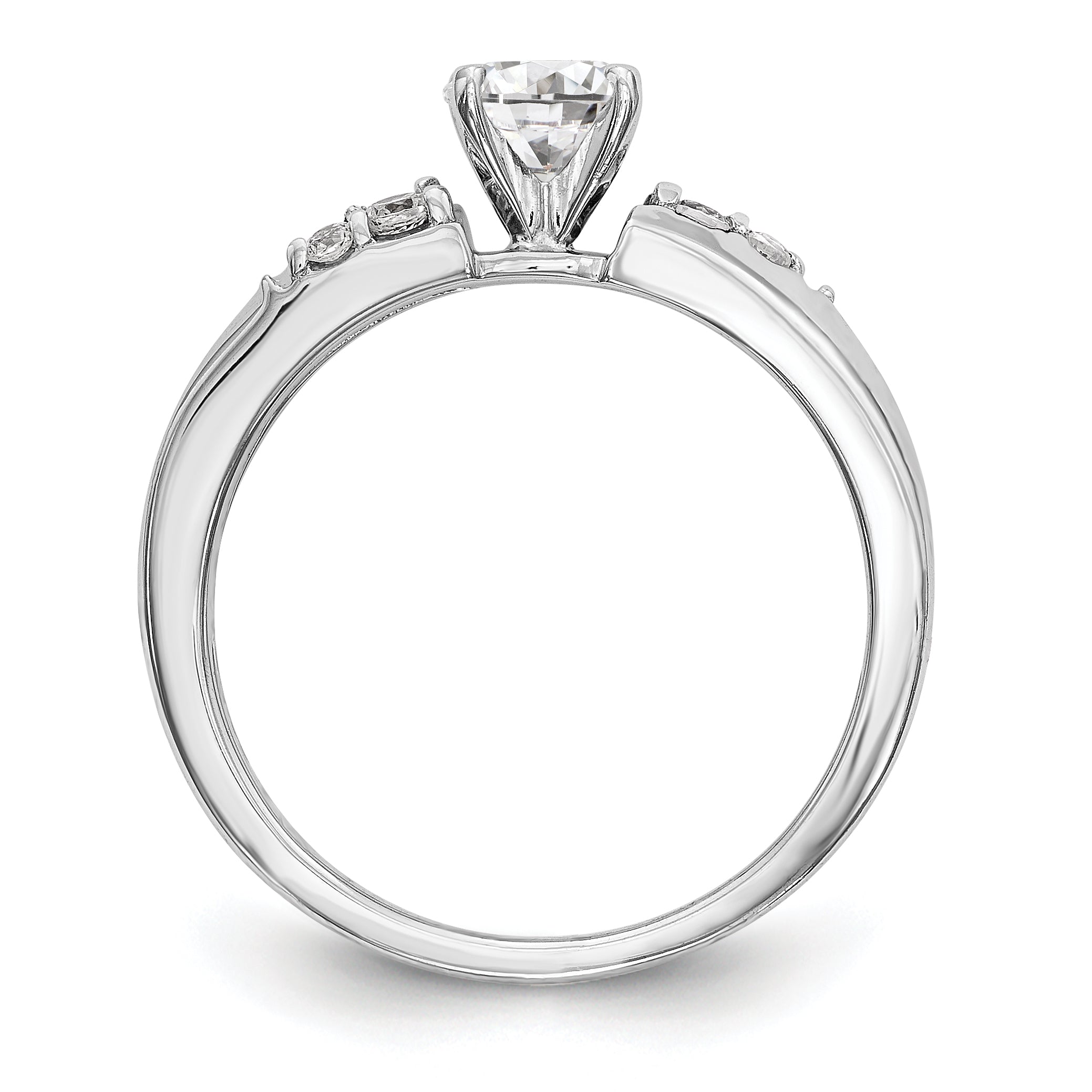 14K White Gold Diamond Peg Set Engagement Ring