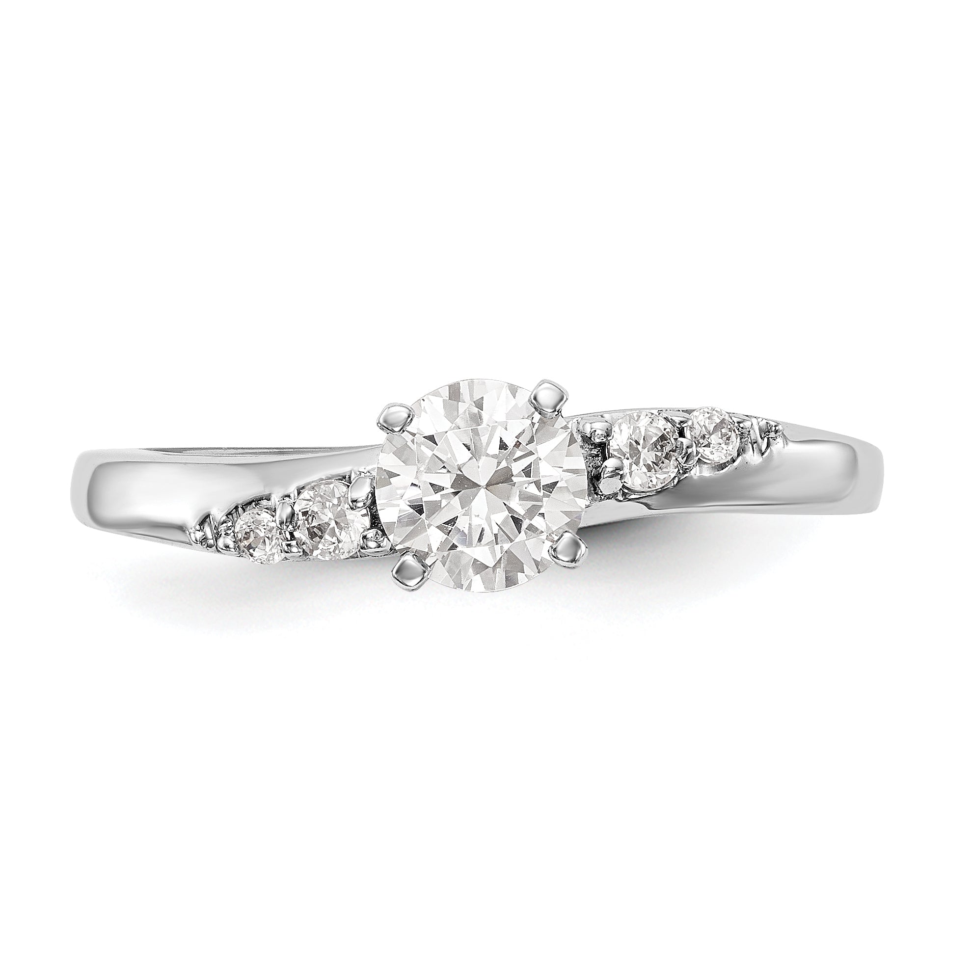 14K White Gold Diamond Peg Set Engagement Ring