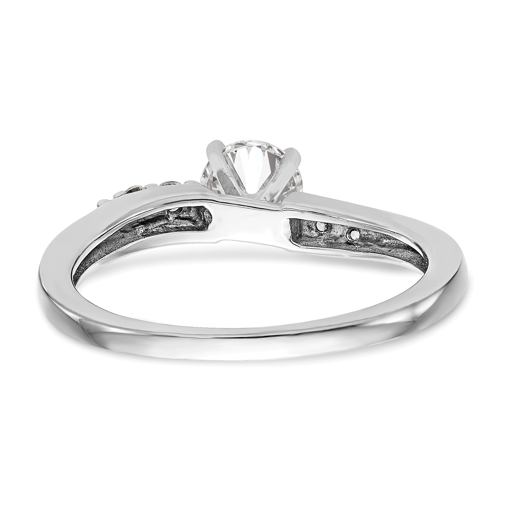 14K White Gold Diamond Peg Set Engagement Ring