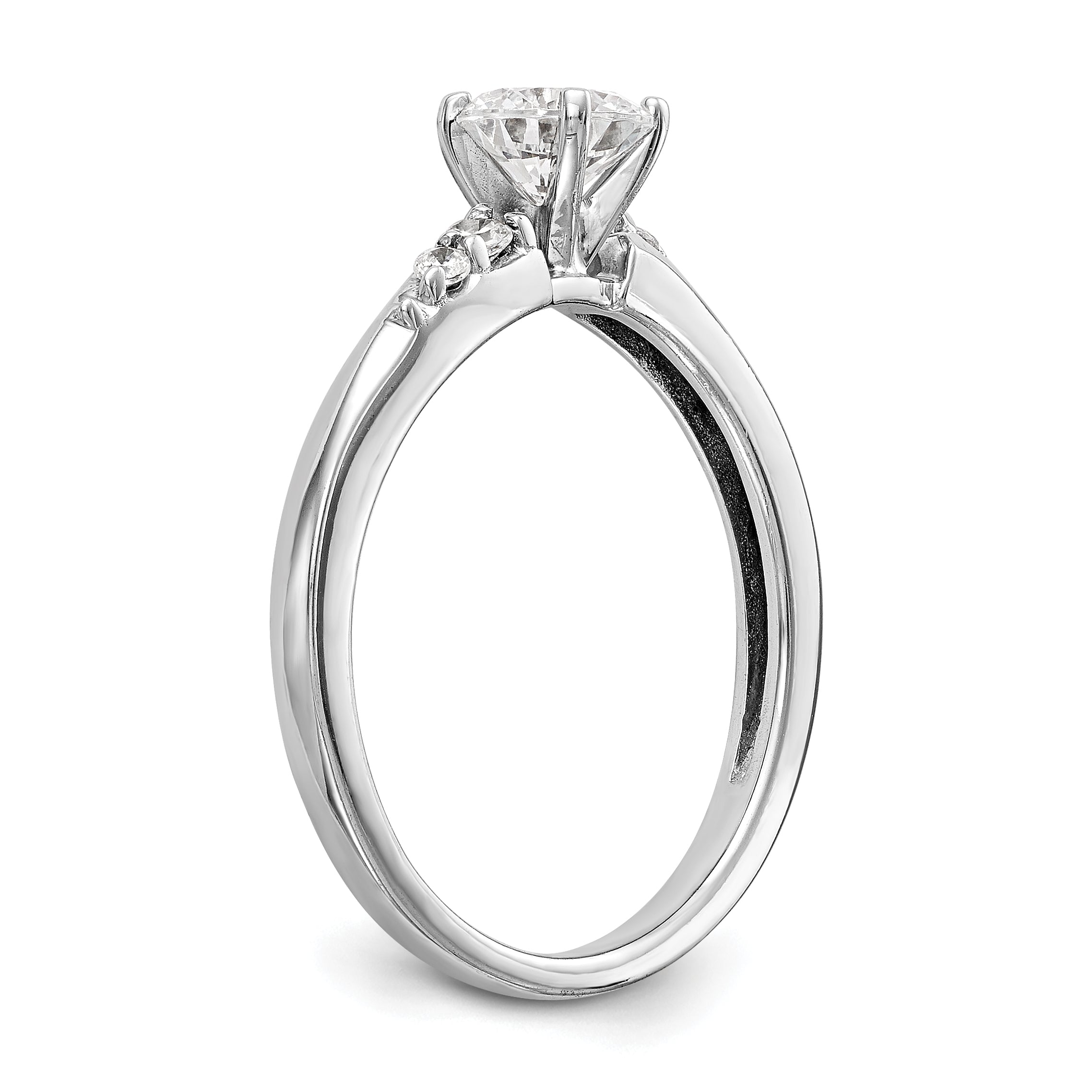 14K White Gold Diamond Peg Set Engagement Ring