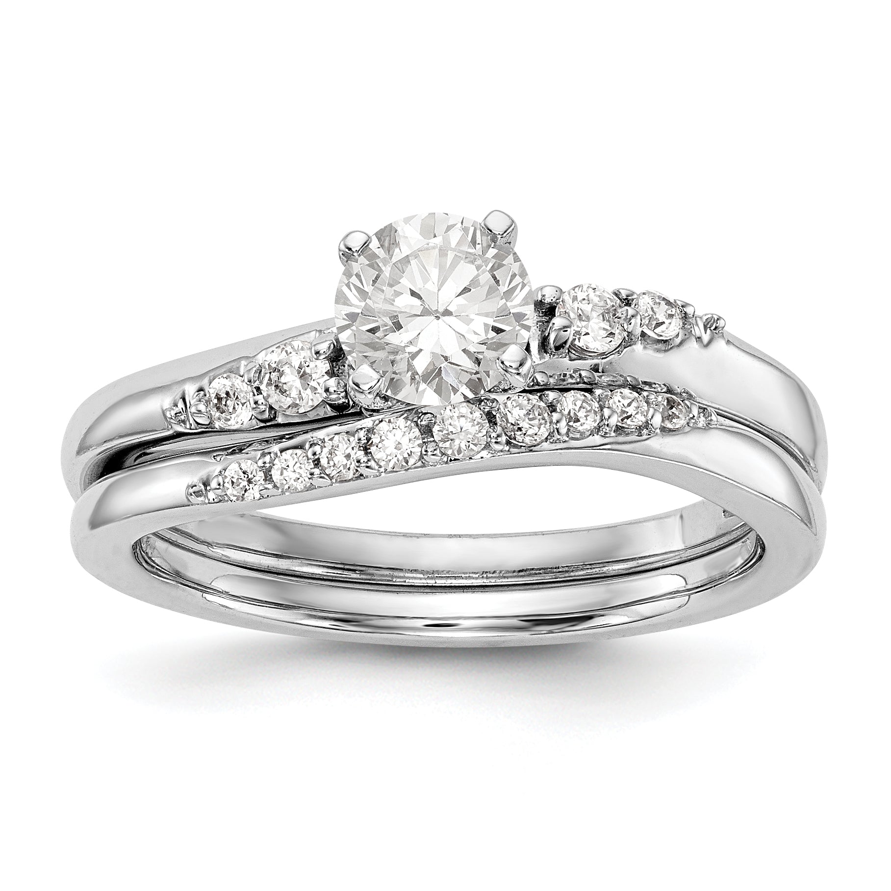 14K White Gold Diamond Peg Set Engagement Ring