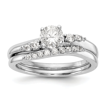 14K White Gold Diamond Peg Set Engagement Ring