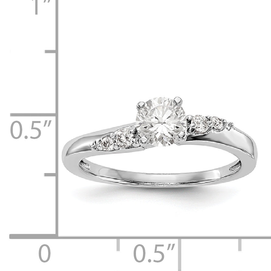 14K White Gold Diamond Peg Set Engagement Ring