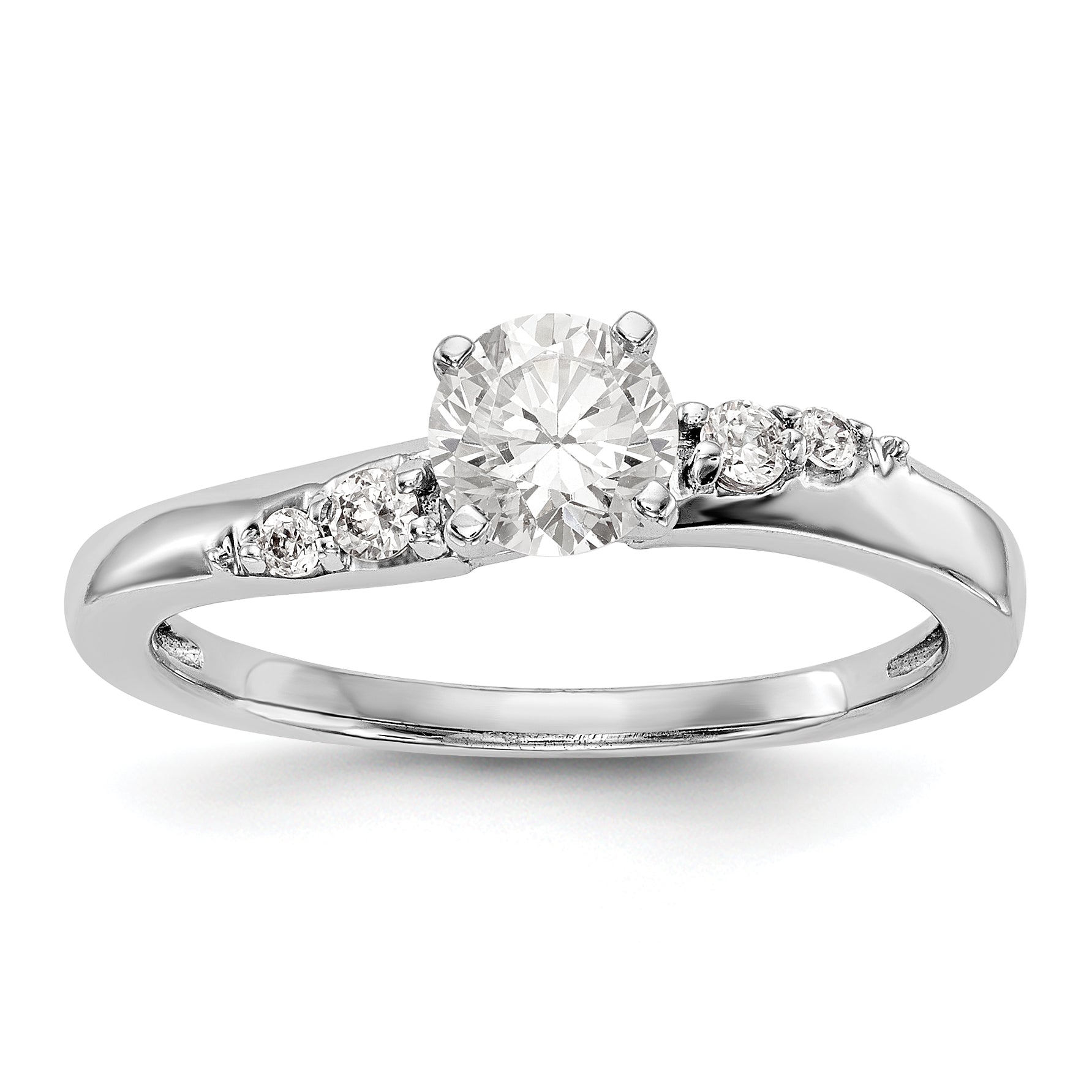 14K White Gold Diamond Peg Set Engagement Ring