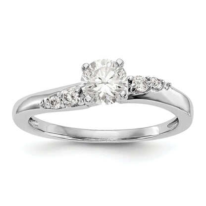14K White Gold Diamond Peg Set Engagement Ring