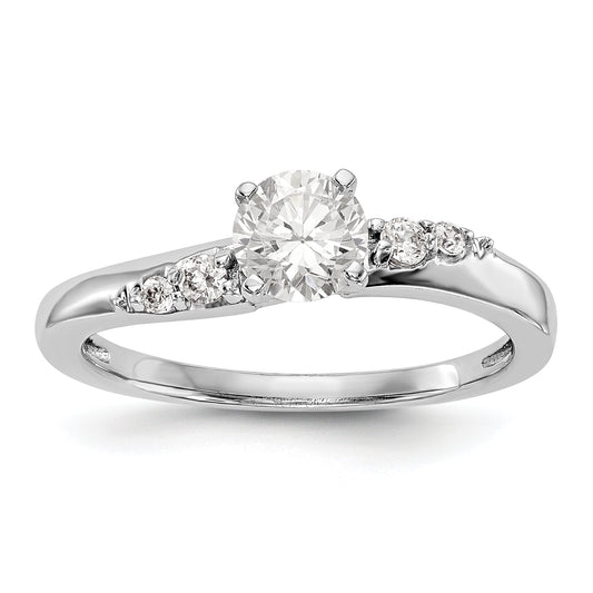 14K White Gold Diamond Peg Set Engagement Ring