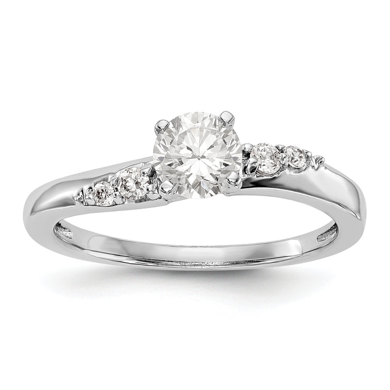 14K White Gold Diamond Peg Set Engagement Ring
