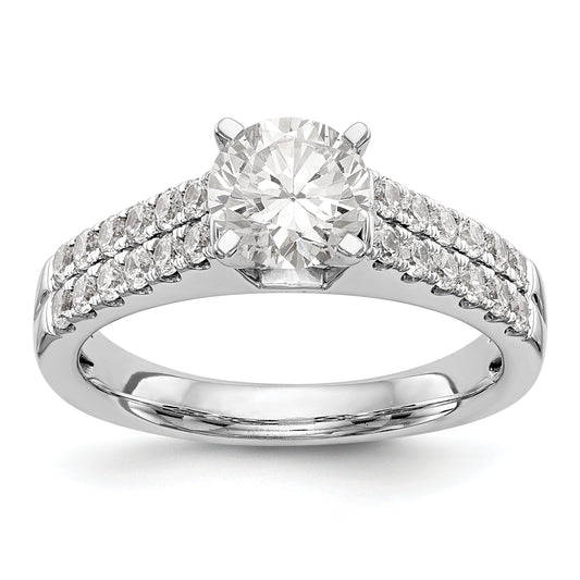 14K White Gold Diamond Peg Set CZ Engagement Ring