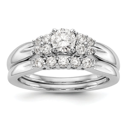 14K White Gold Diamond Peg Set CZ Engagement Ring