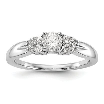 14K White Gold Diamond Peg Set CZ Engagement Ring