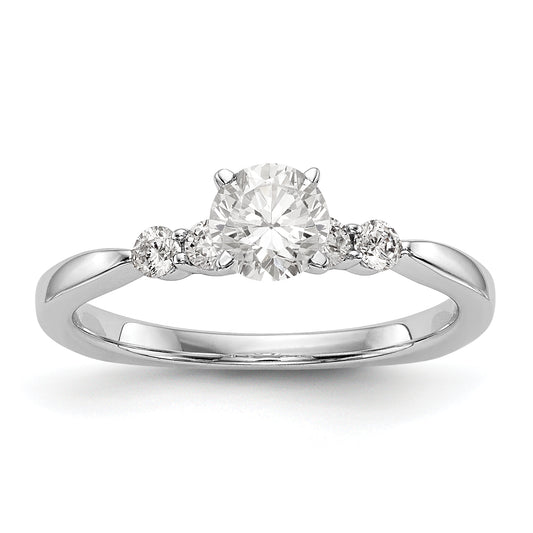 14K White Gold Diamond Peg Set CZ Engagement Ring