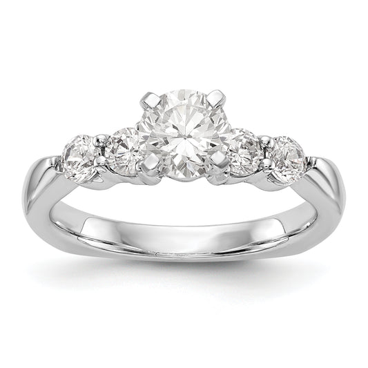 14K White Gold Diamond Peg Set CZ Engagement Ring