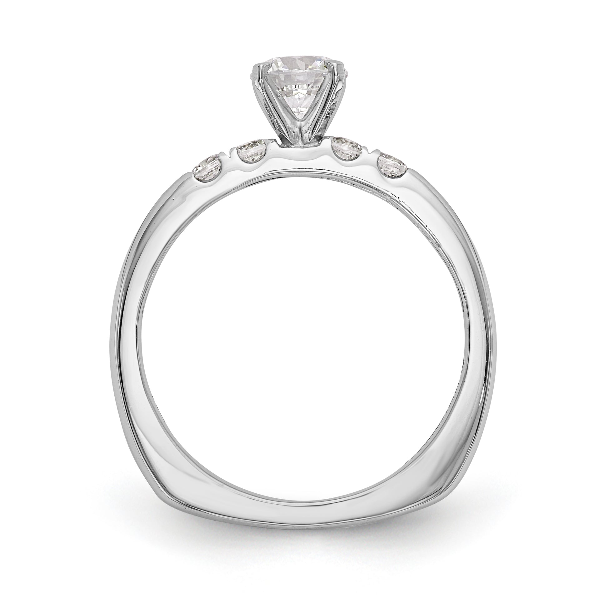 14K White Gold Diamond Peg Set Engagement Ring