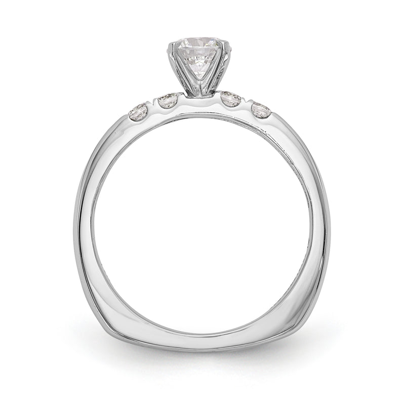 14K White Gold Diamond Peg Set Engagement Ring