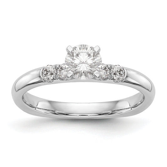 14K White Gold Diamond Peg Set Engagement Ring