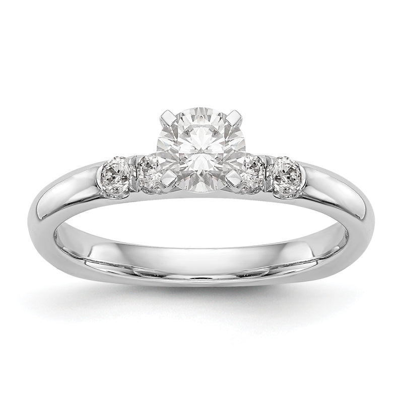 14K White Gold Diamond Peg Set Engagement Ring