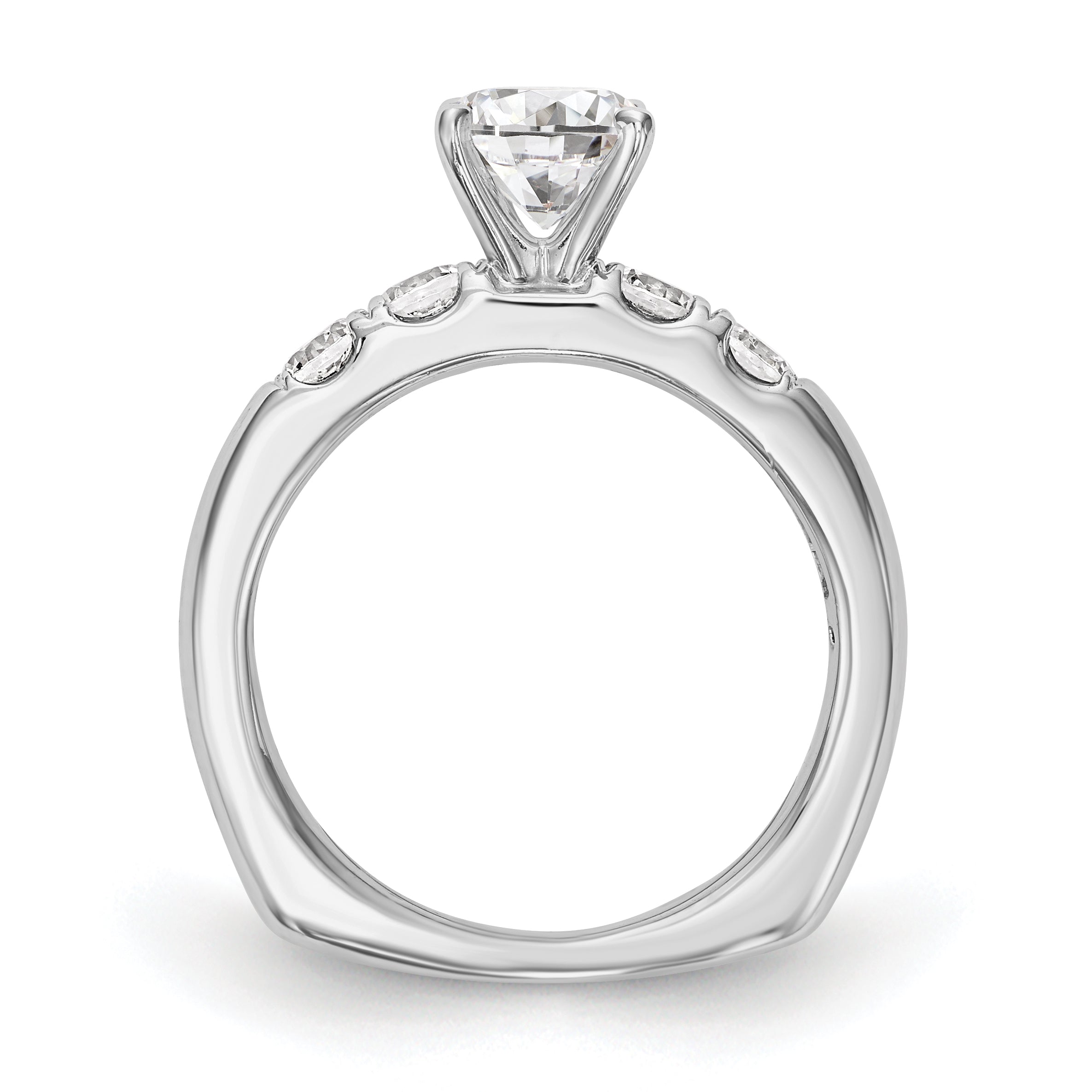 14K White Gold Diamond Peg Set Engagement Ring