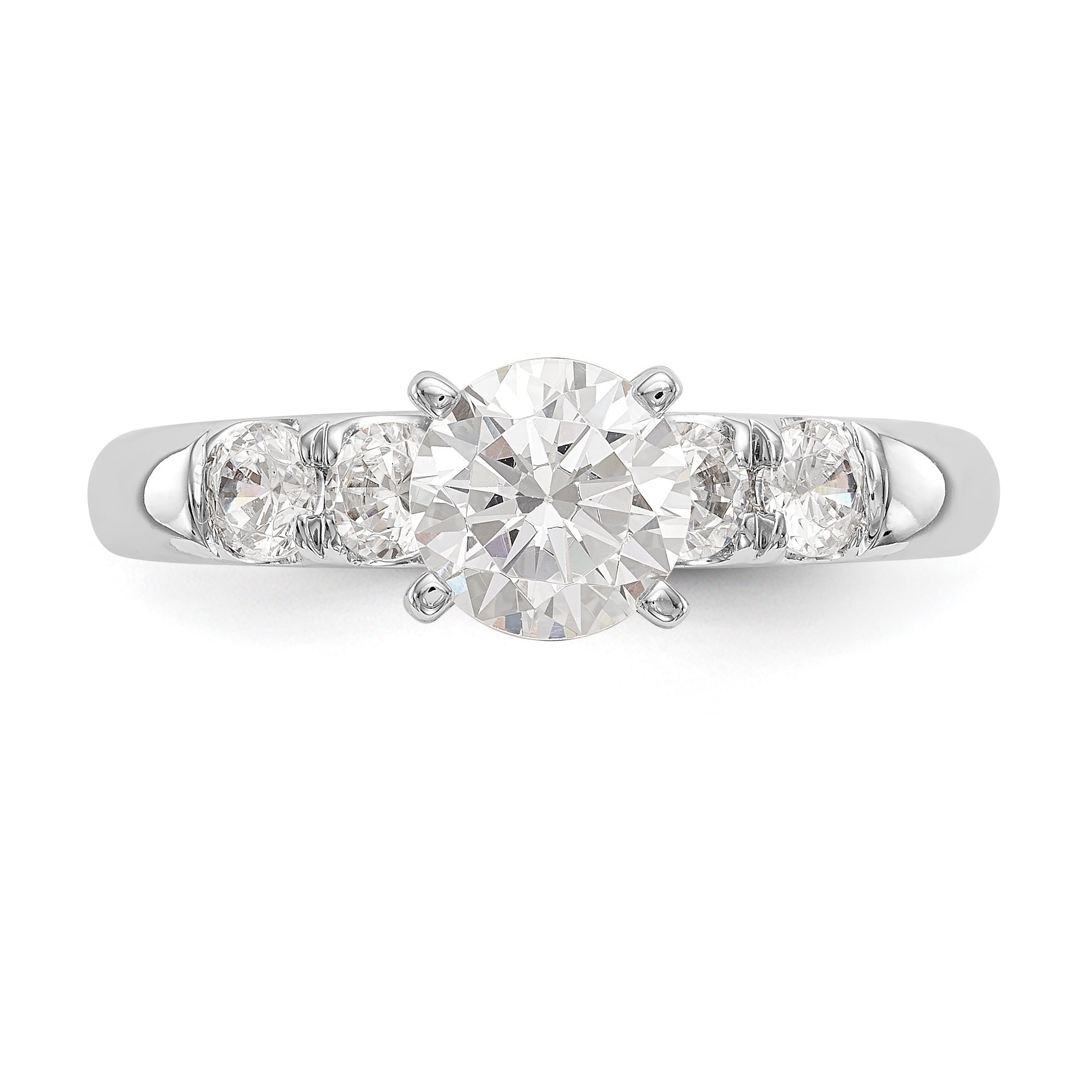 14K White Gold Diamond Peg Set Engagement Ring