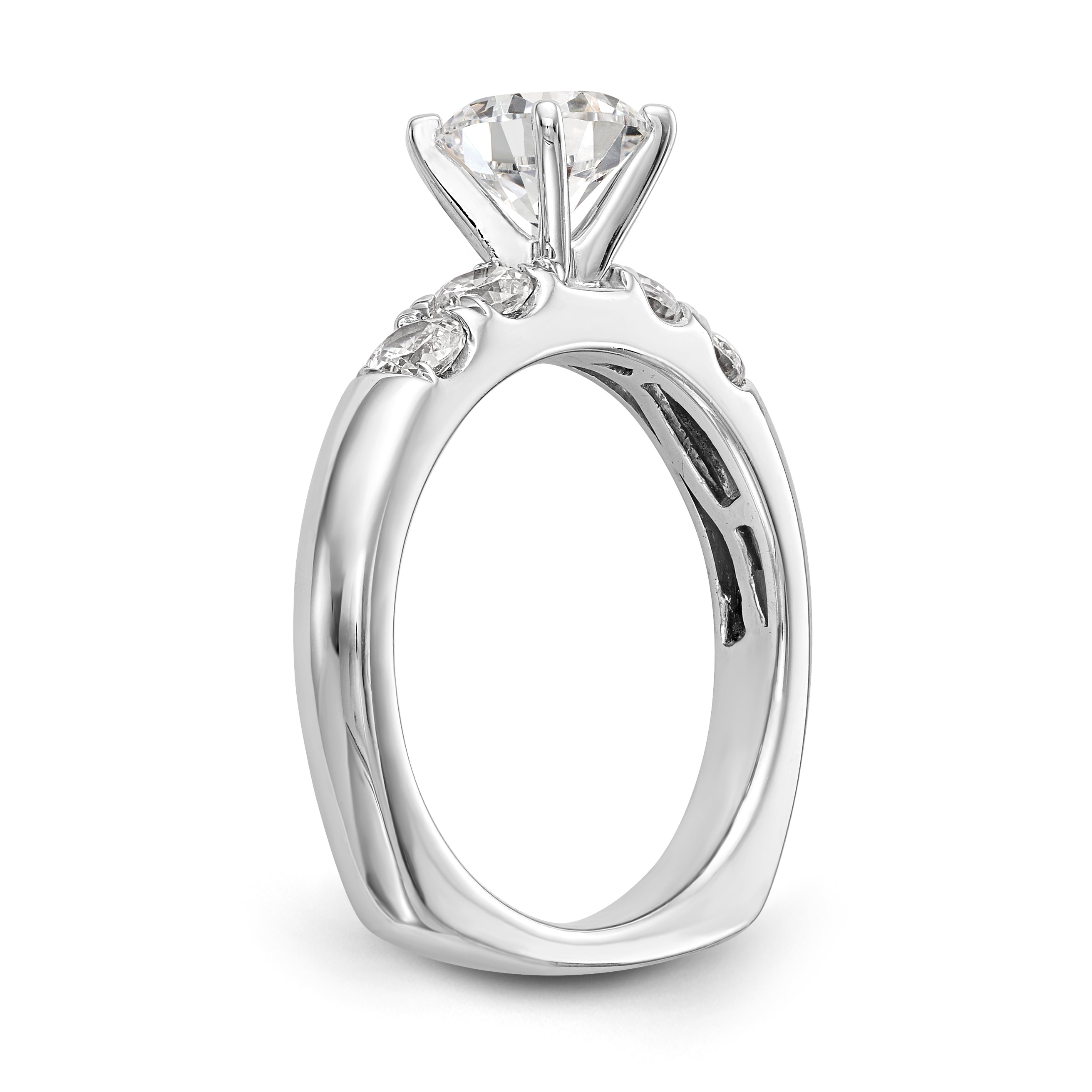 14K White Gold Diamond Peg Set Engagement Ring