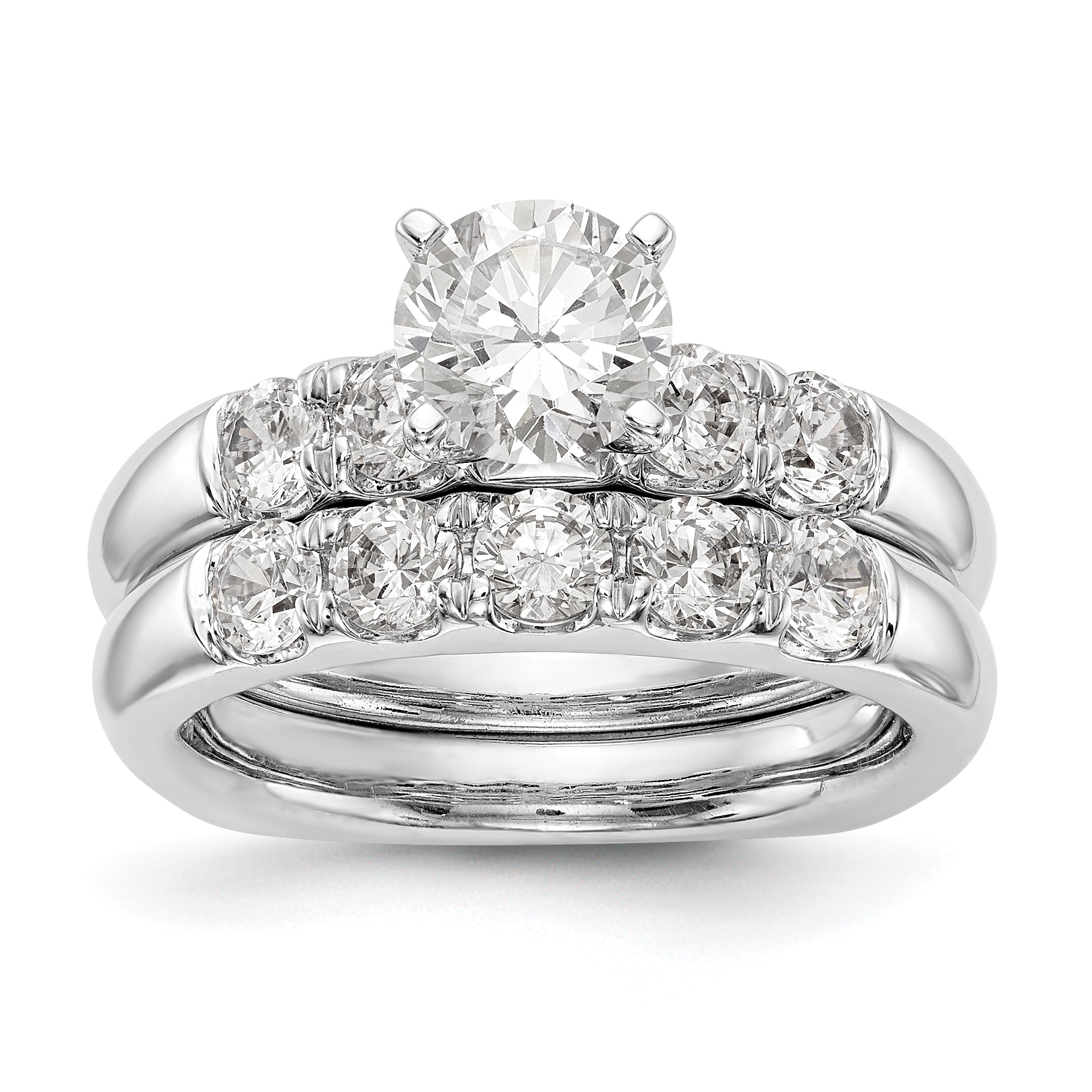 14K White Gold Diamond Peg Set Engagement Ring