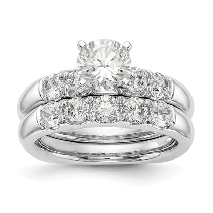 14K White Gold Diamond Peg Set Engagement Ring