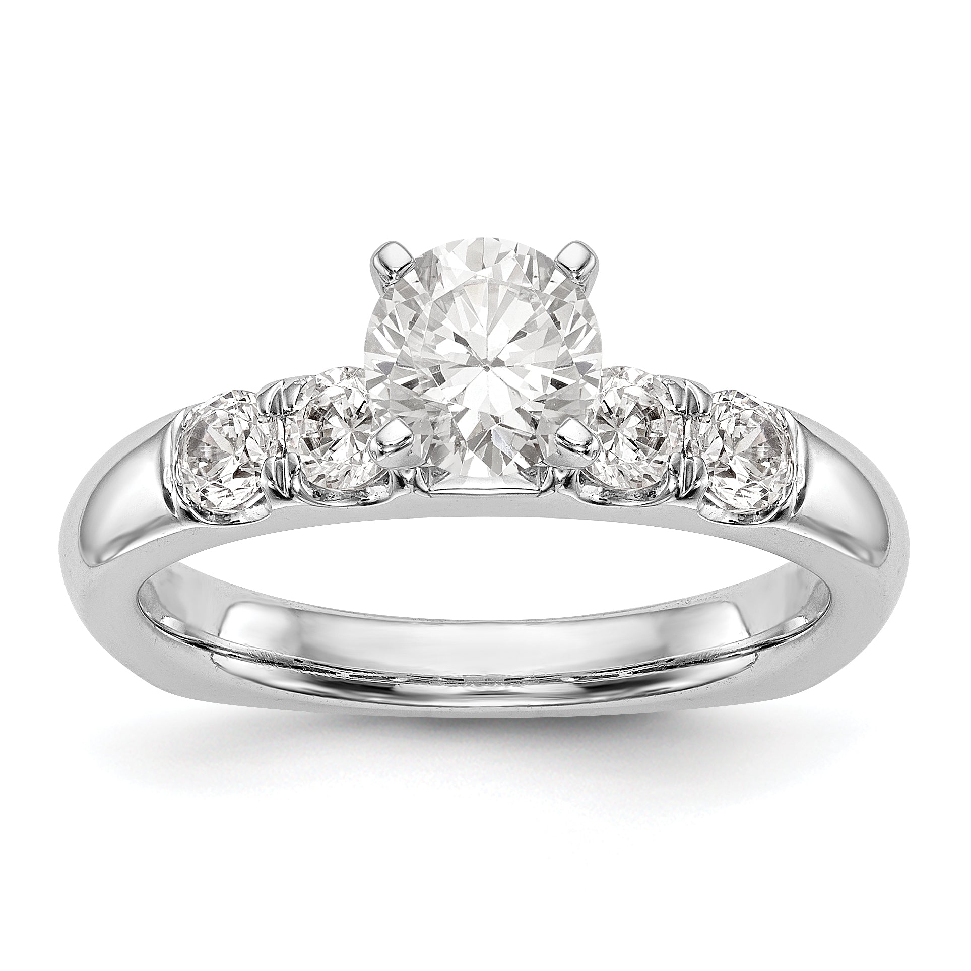14K White Gold Diamond Peg Set Engagement Ring