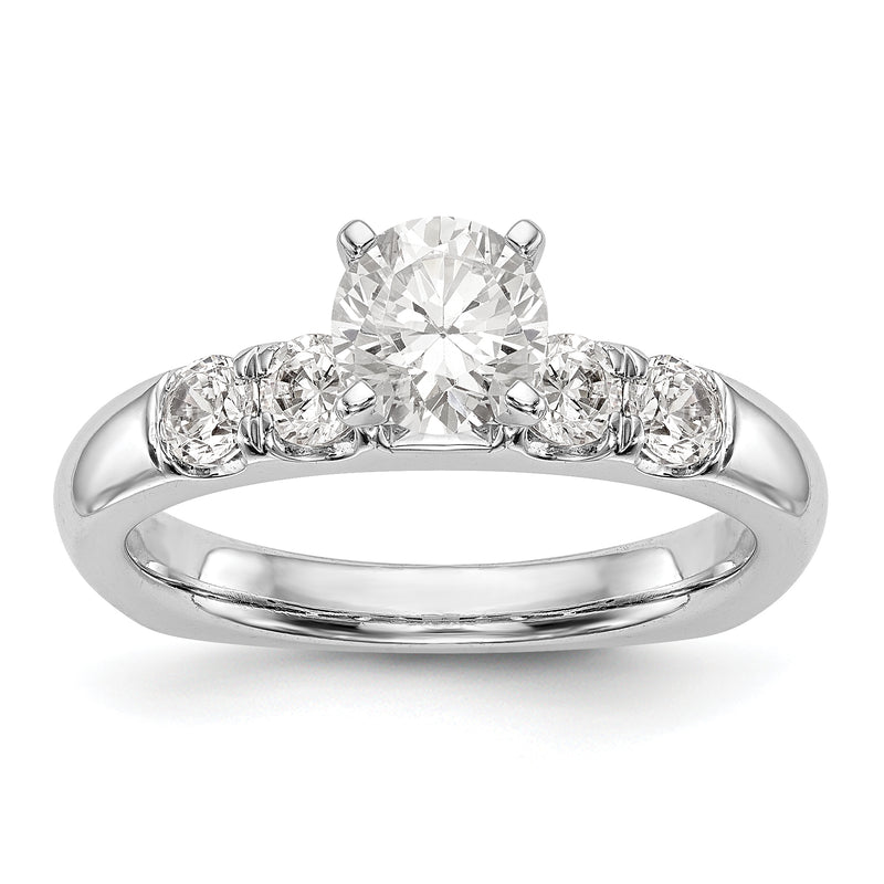 14K White Gold Diamond Peg Set Engagement Ring