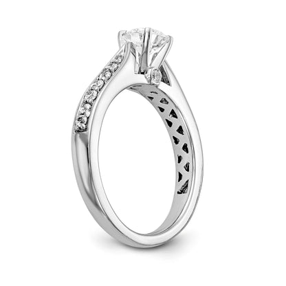 14K White Gold Diamond Peg Set CZ Engagement Ring