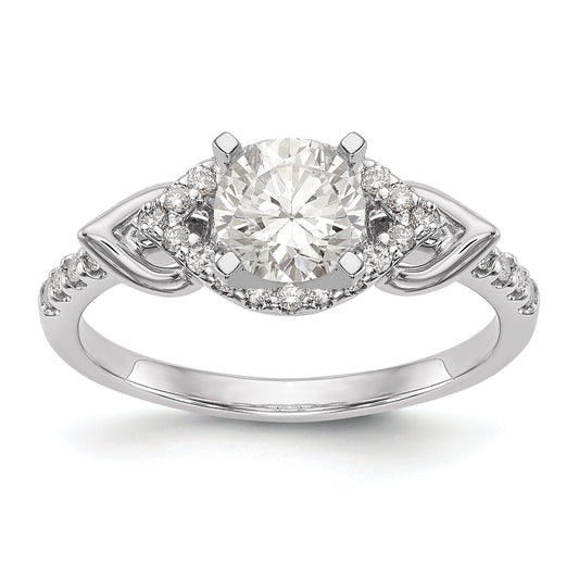 14K White Gold Diamond Peg Set Engagement Ring